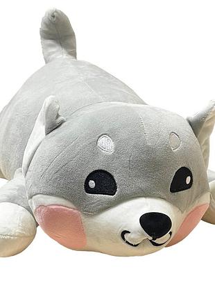 Дитяча м'яка іграшка "акіта-іну" l1125(grey) іграшка з пледом, розмір 60 см