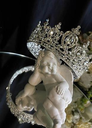 Корона с камнями серебро 6.5 см корона для фотосессий серебряная корона с кристаллами