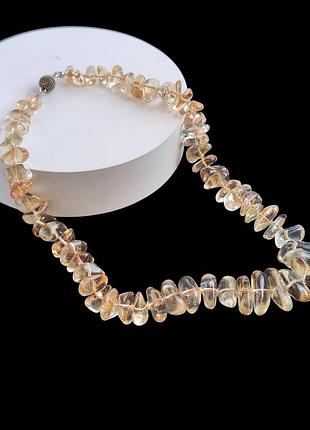 Кольє з натурального цитрину. цитрин намисто. натуральний цитри . коротке намисто чокер з цитрину. індія.