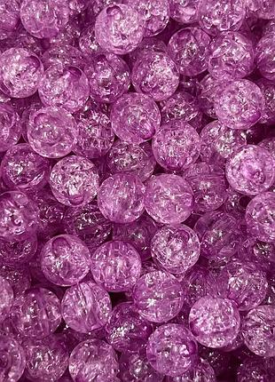 Намистини акрилові "бите скло" d 8 мм, рожевий (ліловий), арт 018356, упаковка ≈25 грам (87-89 шт), рожевий