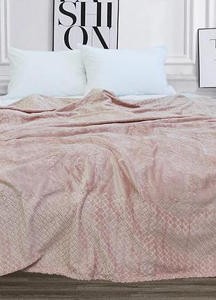 Плед м'який 160 на 220 см. з візерунком велсофт (тиснення) jh1707 двоспальний