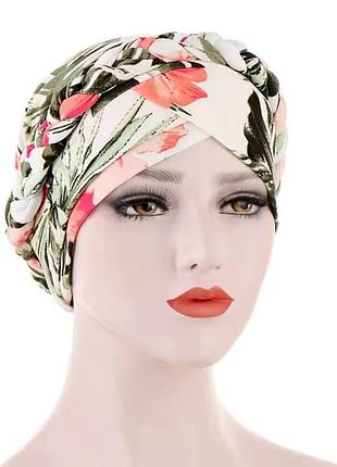 Тюрбан платок шапка чалма с принтом (головные уборы после химиотерапии)