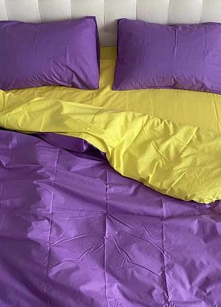 Постільна білизна бязь фіолетово-жовтий двоспальний євро
