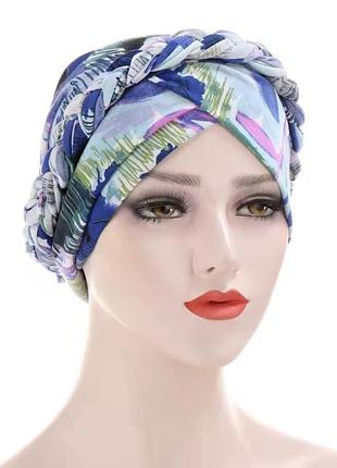 Тюрбан платок шапка чалма с принтом (головные уборы после химиотерапии)