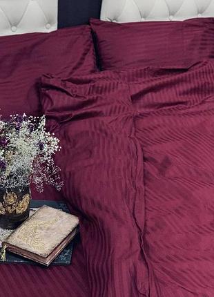 Набор простынь 240х220см +наволочки 2шт страйп сатин бордо 1/1см тм комфорт текстиль