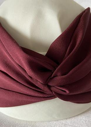 Лёгкая летняя повязка-чалма шифон шёлк бордовый 56-59 см