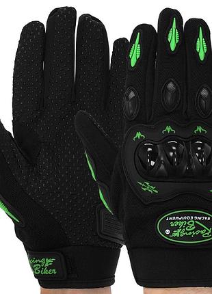 Моторукавиці racing biker sc-04 m-xxl кольори в асортименті чорно-зелений, xl