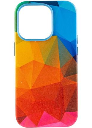 Шкіряний чохол colour splash with magsafe для apple iphone 14 pro (6.1") red / blue