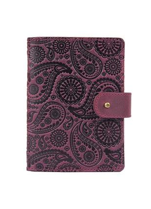 Шкіряне портмоне для паспорта/ id документів hiart pb-03s/1 shabby plum "buta art"