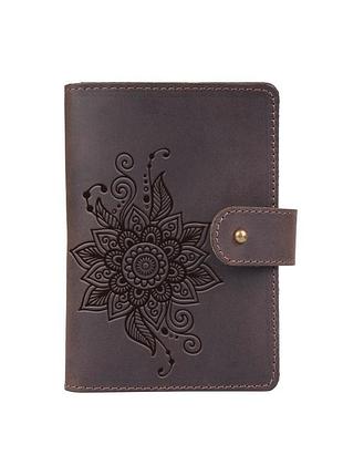 Кожаное портмоне для паспорта / id документов hiart pb-03s/1 shabby gavana brown "mehendi classic"