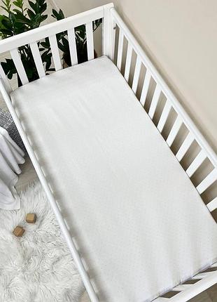 Простирадло дитяче на резинці поплін точка блакитне на білому 120 х 60 см