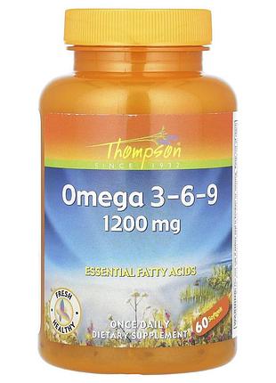 Омега 3 6 9, omega 3-6-9, thompson, 1200 мг, 60 капсул
