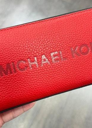 Michael kors cooper красный кожаный кошелек для смартфона leather smartphone оригинал