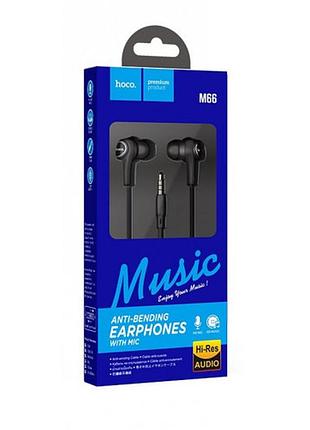 Навушники вакуумні hoco m66 (гарнітура) black+мікрофон