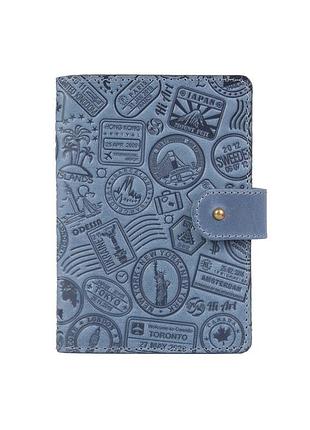 Кожаное портмоне для паспорта / id документов hiart pb-03s/1 shabby lagoon "let's go travel"