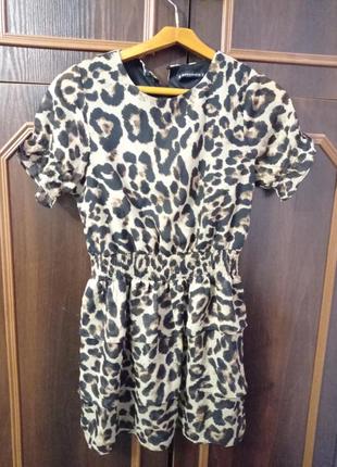 Леопардовое платье рюш1 фото