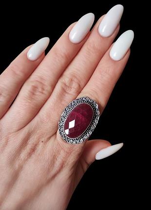Кільце індійський рубін овал. перстень з індійським рубіном. каблучка рубін. розмір 16,3. індія.