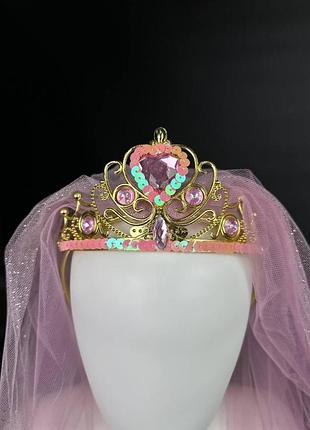 Корона принцесса на обруче с фатой детская карнавальная