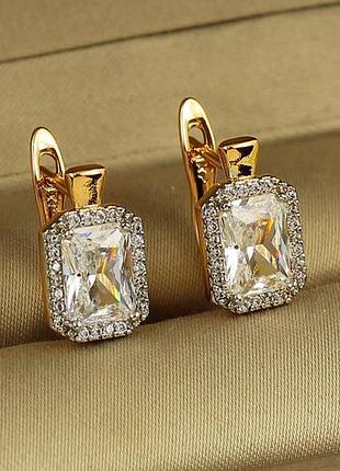 Сережки xuping jewelry авангард з родієм 1,4 см золотисті