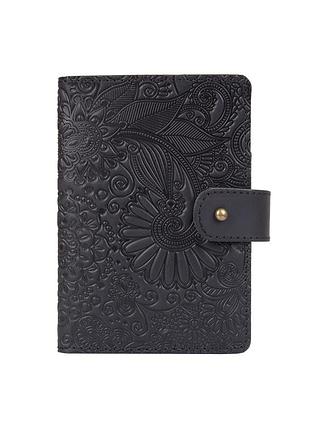 Кожаное портмоне для паспорта / id документов hiart pb-03s/1 shabby night "mehendi art"