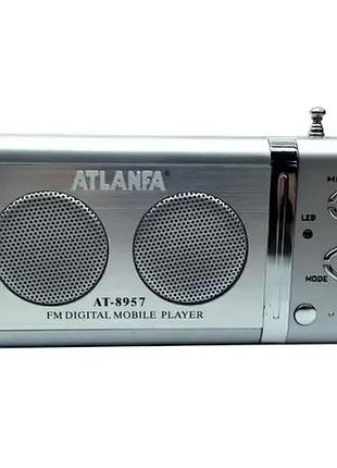 Портативный радиоприемник с usb atlanfa at-8957 серебро