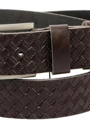 Мужской кожаный ремень под джинсы skipper коричневый 4 см