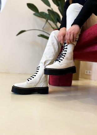 🍁dr martens jadon ii white black premium🍁женские демисезонные ботинки доктор мартинс