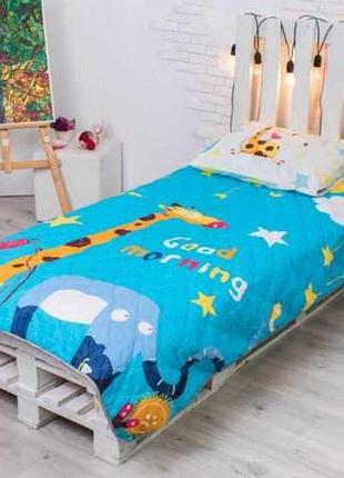Детское покрывало 145х205 + наволочка 50х70 доброе утро