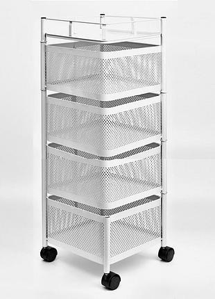 Этажерка на колесах modern home "cube" 4 яруса 27 х 64 см (r100112-w) белая
