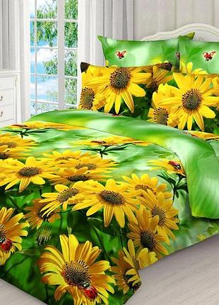 Постельное белье бязь желтые ромашки 3д