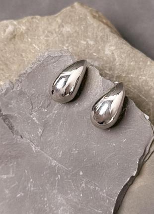 Трендовые серьги капли в стиле bottega из серебра, вкрутки, пусеты, 925 проба