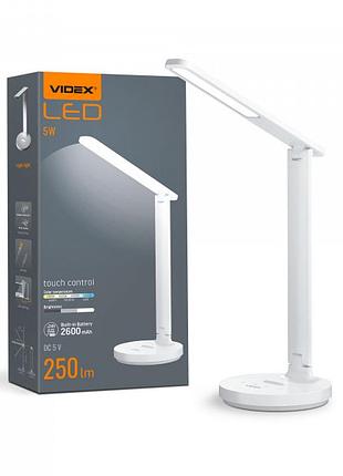 Лампа светодиодная настольная с аккумулятором videx vl-tf16w 5w 1800-5000k