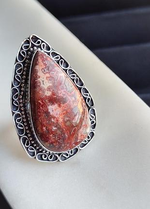 Кільце з крейзі агатом. агат крапля перстень. каблучка з агатом. розмір 16,5. індія.