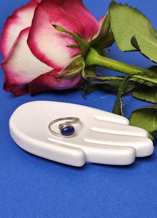 Кільце з натуральним каменем лазурит. лазурит овал. каблучка з лазуритом. розмір 17,5. індія.