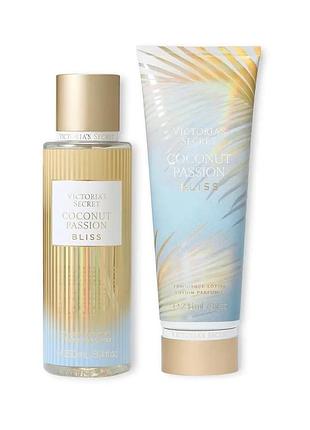 Набір victoria's secret coconut passion bliss – оригінал! спрей для тіла 250 мл + лосьйон для тіла 236 мл 100% оригінал | made in