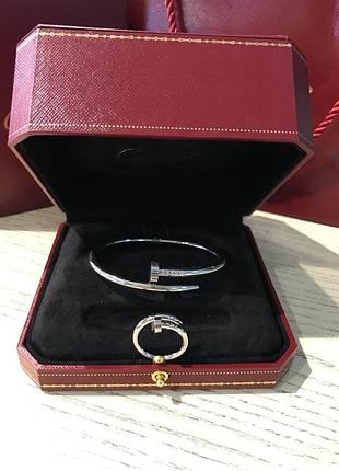 Cartier браслет цвях та кільце біле золото/картьє браслет цвях і кільце