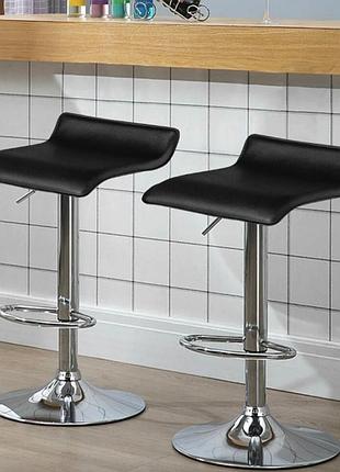 Комплект барных стульев costway forse экокожа с подставкой для ног черный