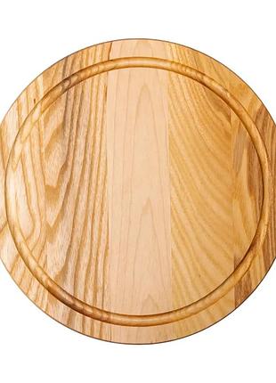 Разделочная деревянная доска круглая 25 см для подачи нарезки ясень c10w250