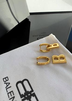 Balenciaga сережки буковки / баленсиага с буковкой / серьги трансформеры позолота