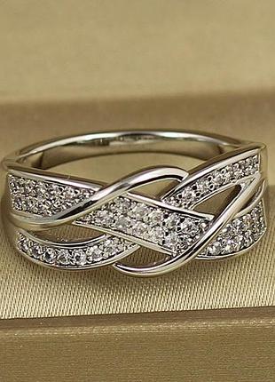 Кільце xuping jewelry переплет р 18 сріблясте