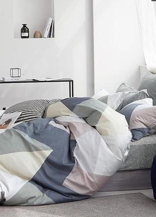Постельное белье сатин премиум геометрия двуспальный евро