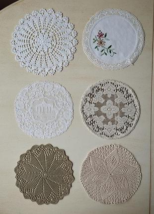 Винтаж 🤩👌🤍🌸🌿 старинные кружевные салфетки, 22-24см., ручной работы😍👍🤍🌸🌿