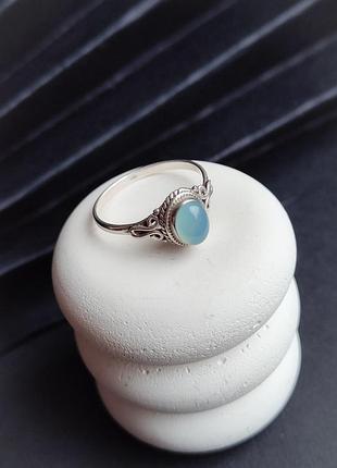 Кільце з каменем халцедон. перстень з халцедоном. каблучка халцедон овал. розмір 18. індія.