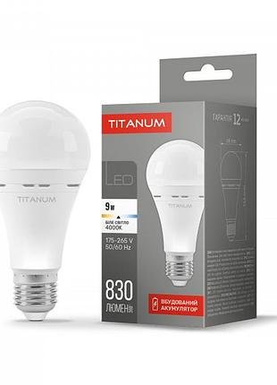 Led лампа акумуляторна titanum a68 9w e27 4000k 220v
