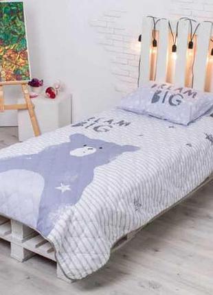 Детское покрывало медвежонок 145х205 + наволочка 50х70