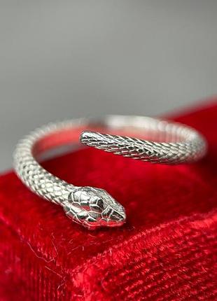 Серебряное кольцо в виде змеи, 925 проба 18