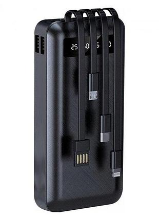Зовнішній акумулятор повербанк power bank hepu hp987 20000 mah 2.1 a 5 w 2 usb/type-c/microusb/lightning чорний