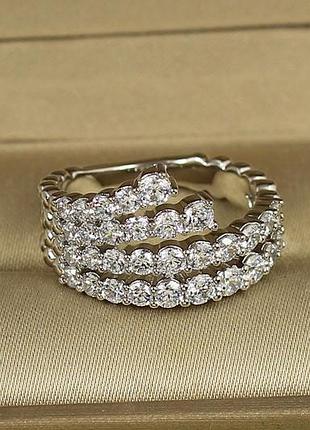 Кольцо xuping jewelry ариэль с крупными камешками р 19 серебристое