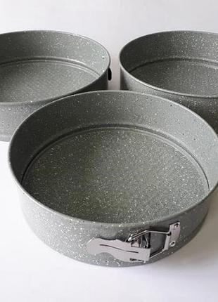Форма тефлонова роз'ємна сіра крихта в наборі з 3-х (24/26/28) forkopt