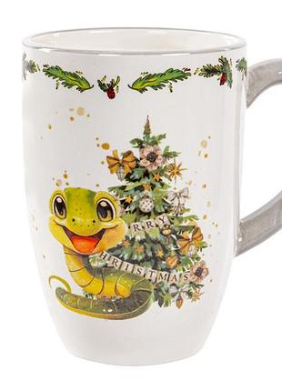 Подарочная новогодняя чашка змея 550 мл 13х9 см 1858-0154 керамика
